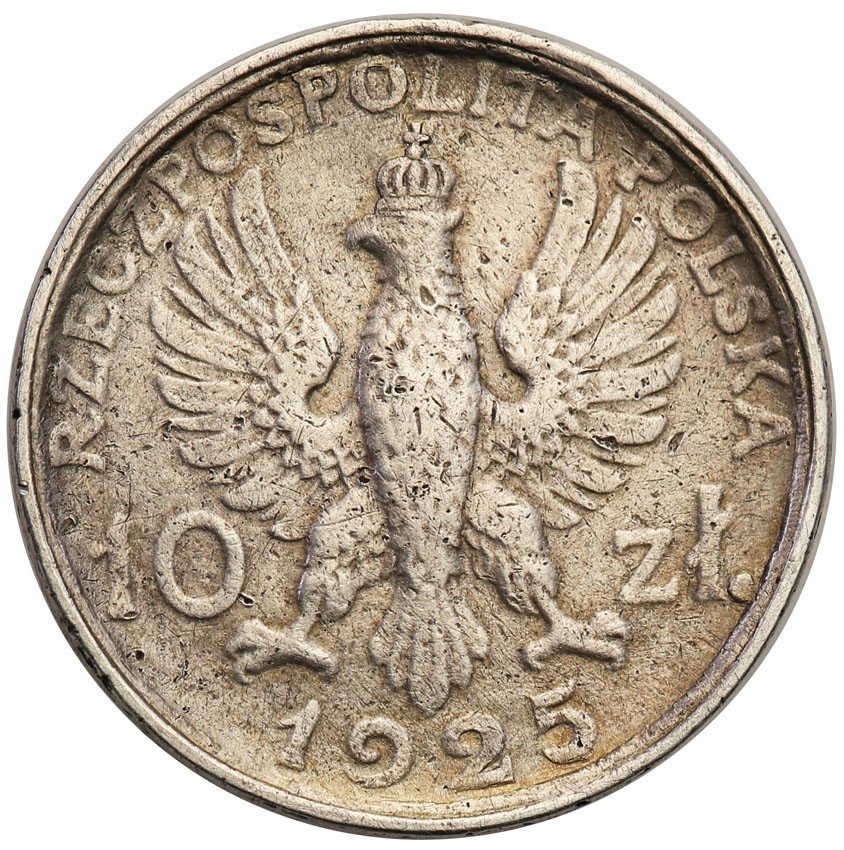 II RP. PRÓBA srebro 10 złotych 1925 Warszawa, bez napisu PRÓBA